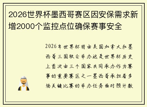 2026世界杯墨西哥赛区因安保需求新增2000个监控点位确保赛事安全